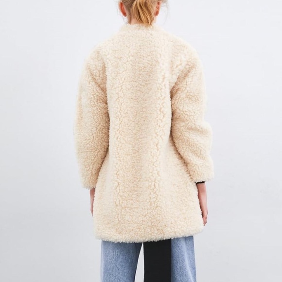 Jackets & Coats Zara Cream Faux Shearling Fur Teddy Bear Jacket